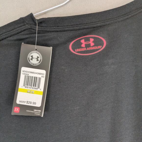 NWT Under Armour Heatgear Men's M Black T-Shirt Red Logo Long Sleeve Training - Picture 10 of 10
